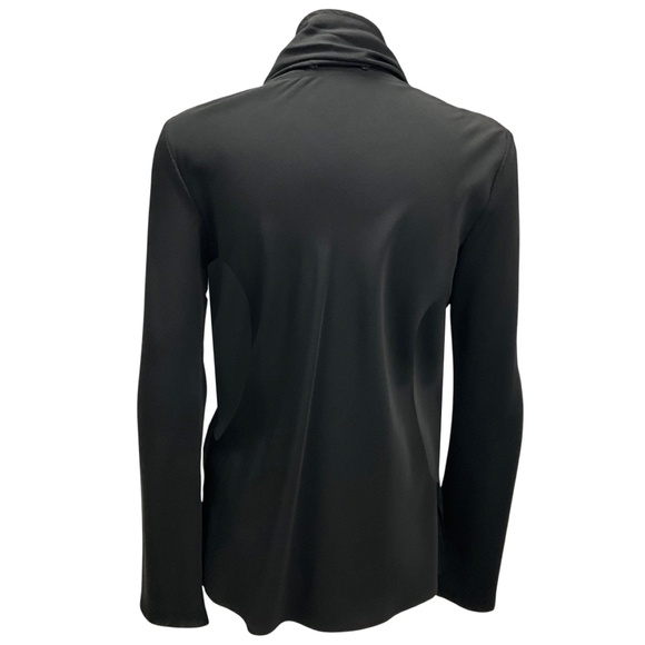 YOHJI YAMAMOTO NOIR BLACK DRAPED ASYMMETRIC SILK BLOUSE - Picture 3 of 6